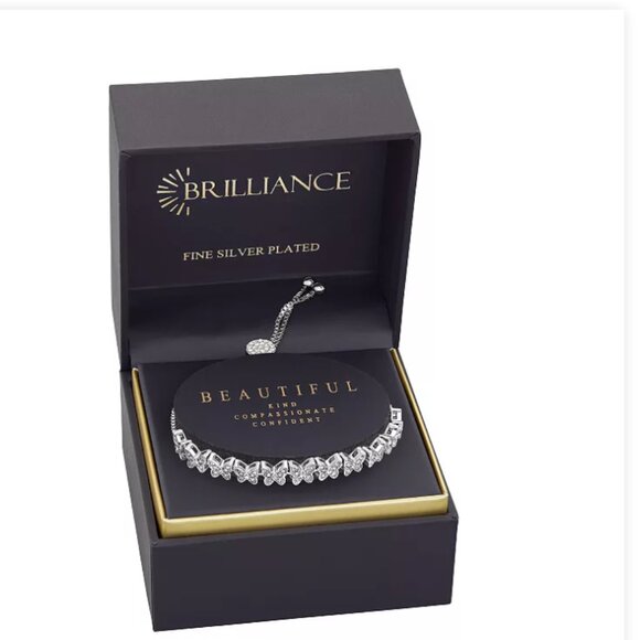 Brilliance Crystal Butterflies Adjustable Tennis Style Bracelet New in Box - Picture 3 of 8